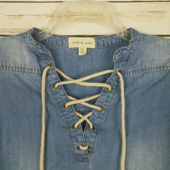 Cloth & Stone Anthropologie Dress Chambray XS - Picture 3 of 5